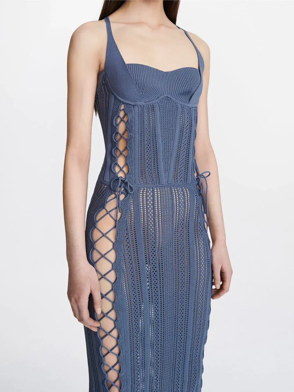 Dion Lee Laced Openwork Dress Blue Size AU 10 - Image 3