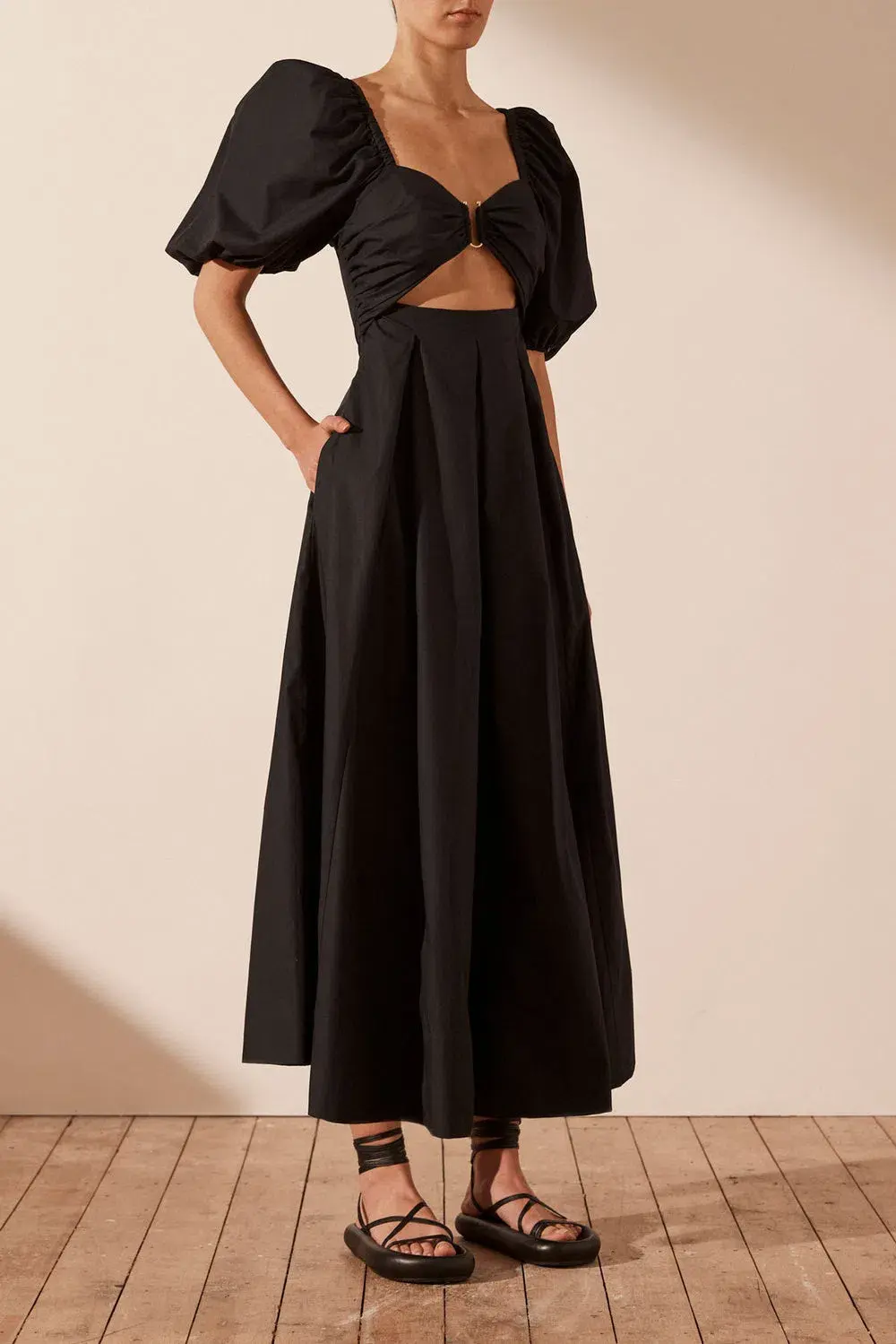 Shona Joy Mareva Midi Dress Black Size AU 12 - Image 3
