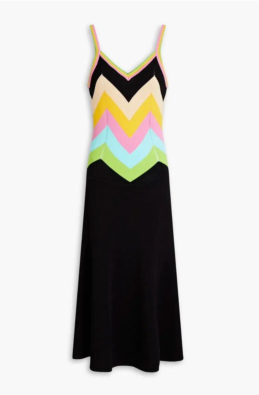 Boutique Moschino Striped Knitted Midi Dress Multi Size AU 8  - Image 3