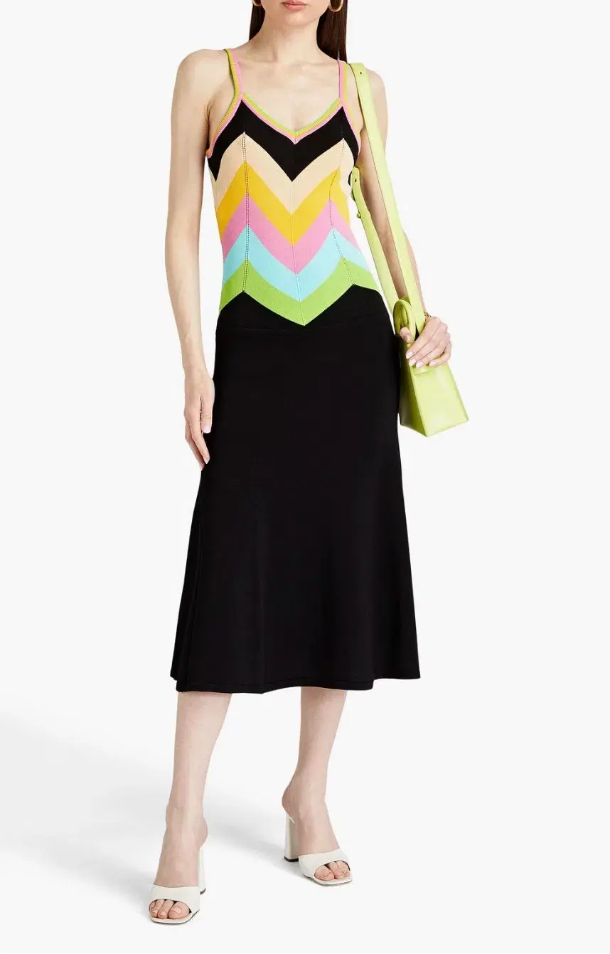 Boutique Moschino Striped Knitted Midi Dress Multi Size AU 8  - Image 1