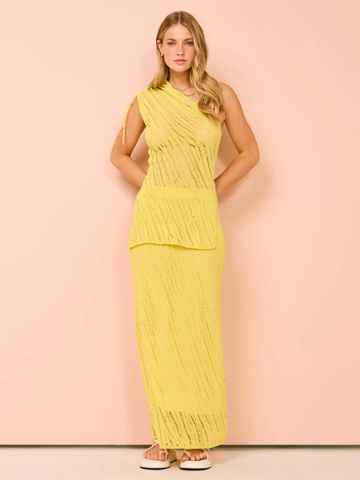 Camilla and Marc Clover Knit Skirt and Top Set In Acid Yellow Size XS / AU 6  - Image 1