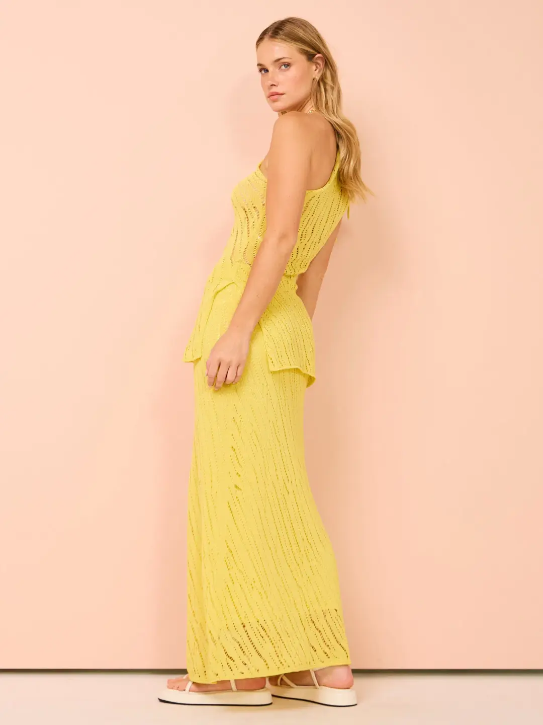 Camilla and Marc Clover Knit Skirt and Top Set In Acid Yellow Size XS / AU 6  for rent on The Volte - main image