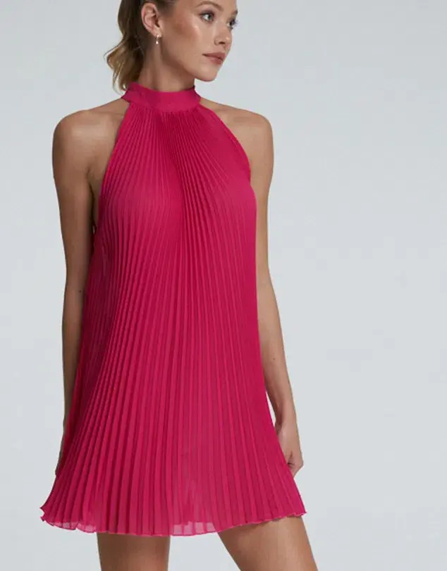 L'idee Amour Mini Dress Fuchsia Crepe Size AU 10 - Image 5