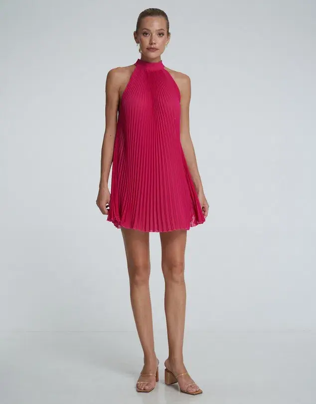 L'idee Amour Mini Dress Fuchsia Crepe Size AU 10 - Image 1