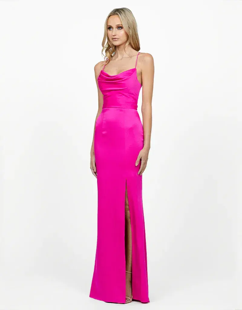 Bariano Valentine Cowl Neck Strappy Back Gown Pink Size AU 14 - Image 2