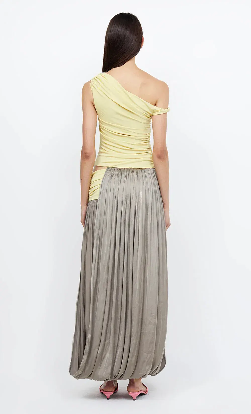 Bec & Bridge Serene Boatneck Maxi Dress Citrus/ Taupe Size AU 10 for rent on The Volte - main image