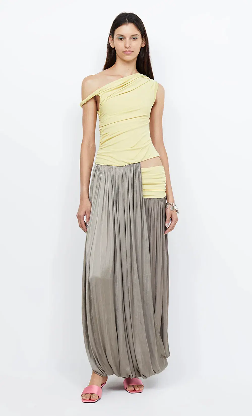 Bec & Bridge Serene Boatneck Maxi Dress Citrus/ Taupe Size AU 10 - Image 2