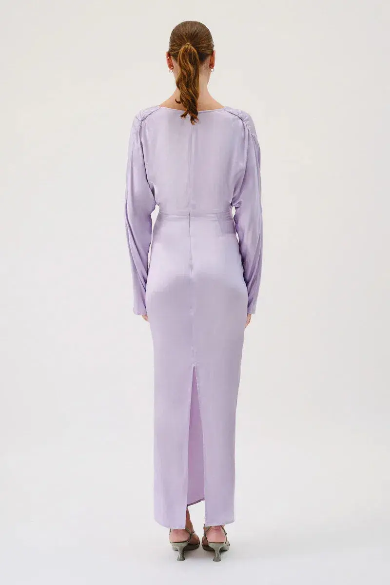 Suboo Millenia Long Sleeve Twist Front Maxi Dress Lilac Size 6 - Image 3
