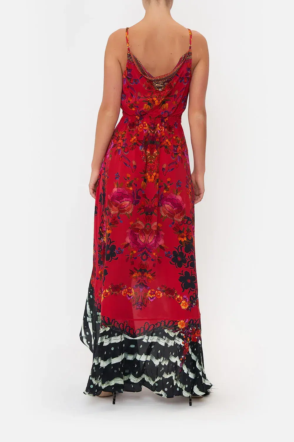 Camilla Draped Front Wrap Dress Red Multi Size 10 - Image 4