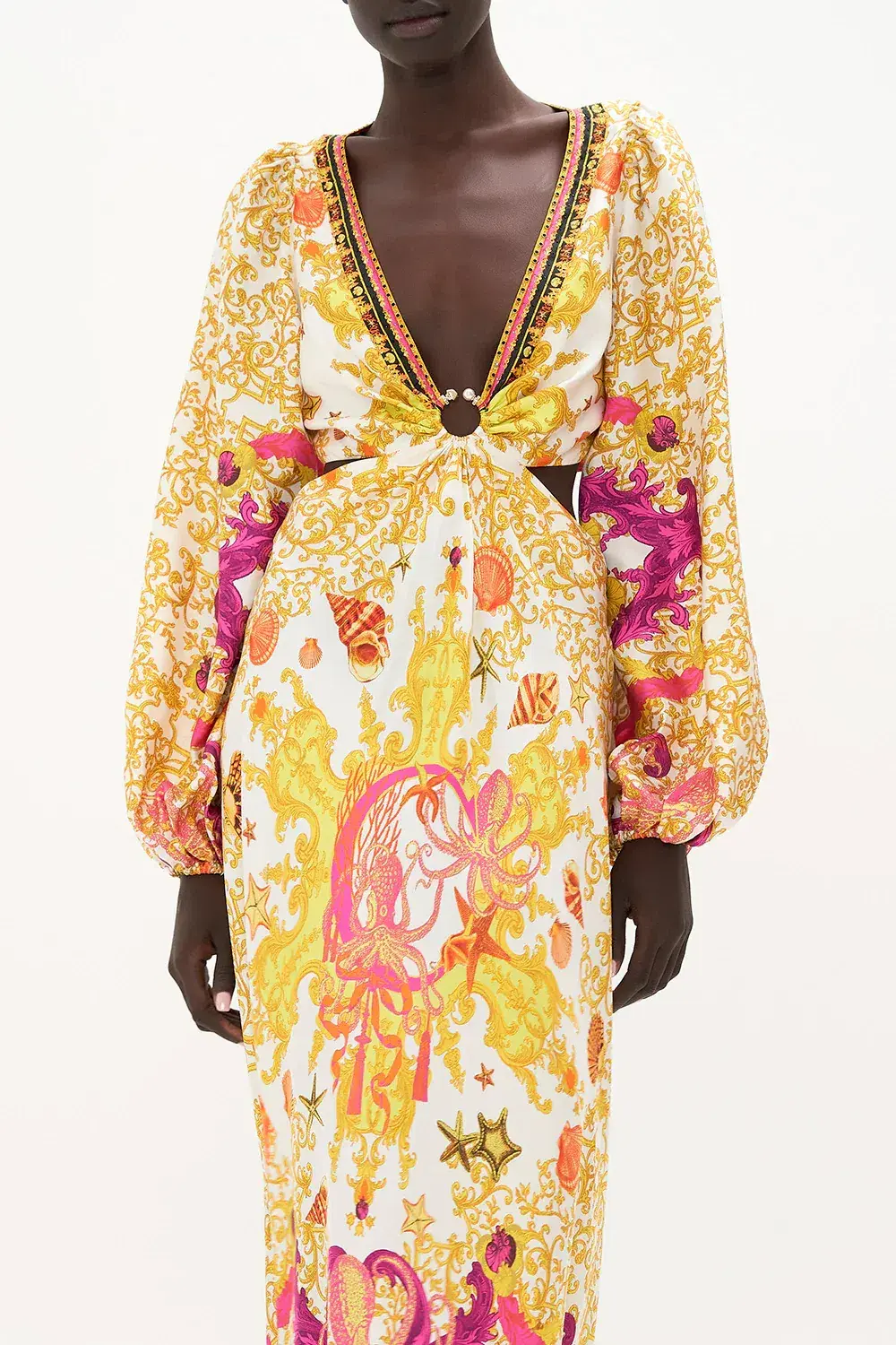 Camilla Squid Squad - U-Ring Cut Out Dress Yellow Multi Size S / AU 10 - Image 4
