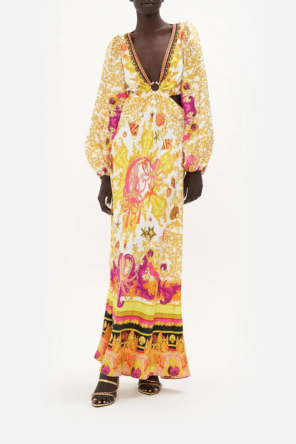 Camilla Squid Squad - U-Ring Cut Out Dress Yellow Multi Size S / AU 10 - Image 1