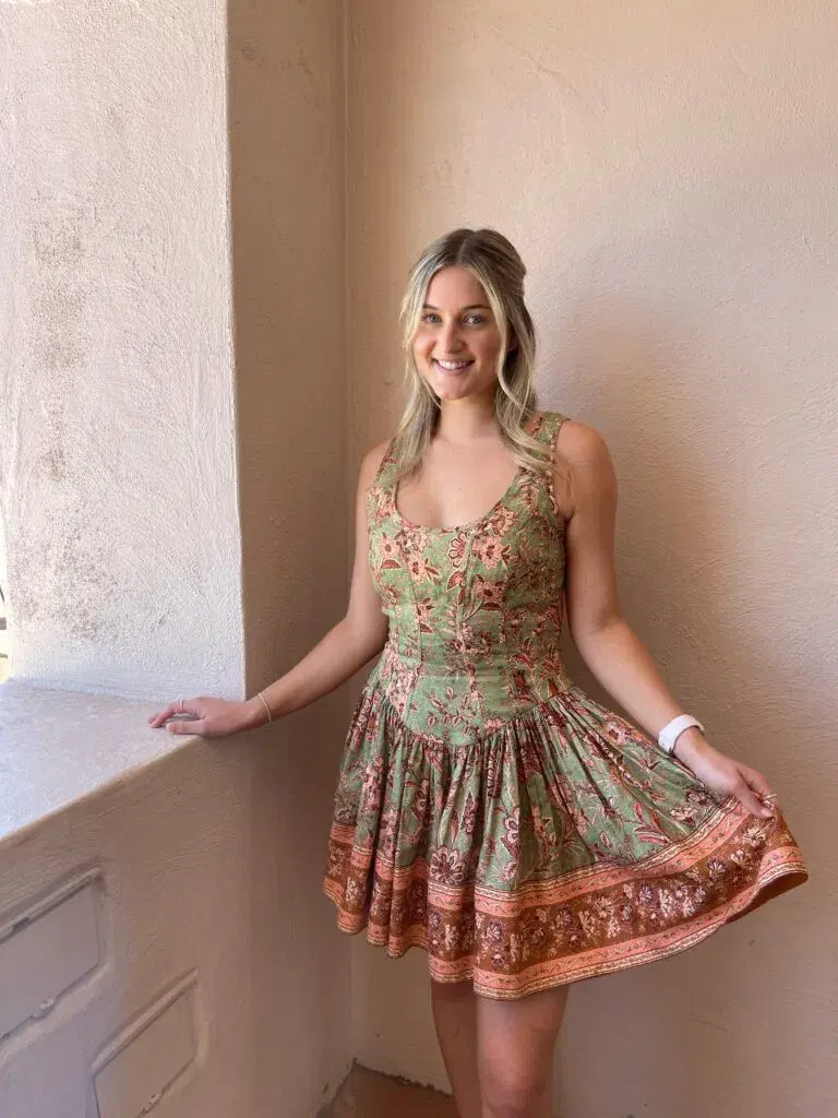 Zimmermann The Junie Panelled Mini Dress in Sage/Brown Floral Size 1/AU 10 - Image 2