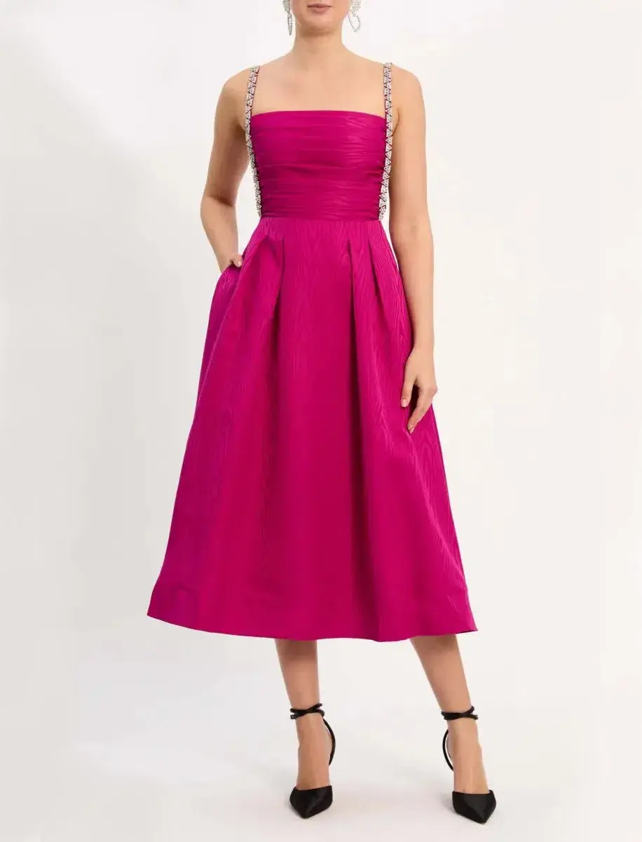 Rebecca Vallance Cynthia Midi Dress Magenta Size 12 - Image 1