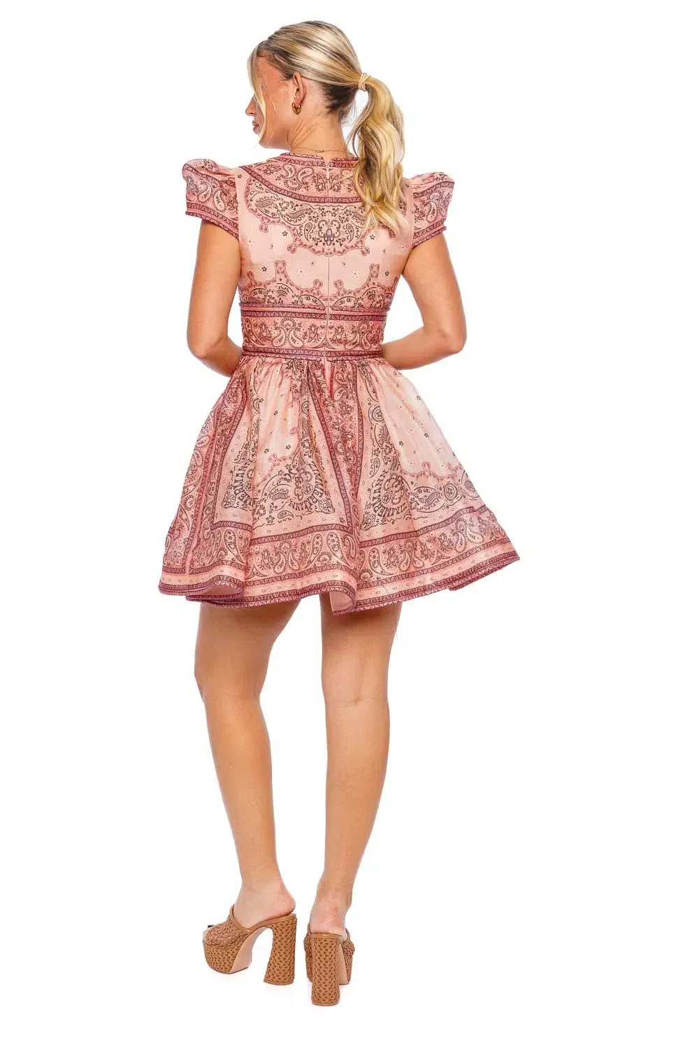 Zimmermann The Matchmaker Structured Mini Dress in Pink Bandana Size 1 / AU 10  - Image 3