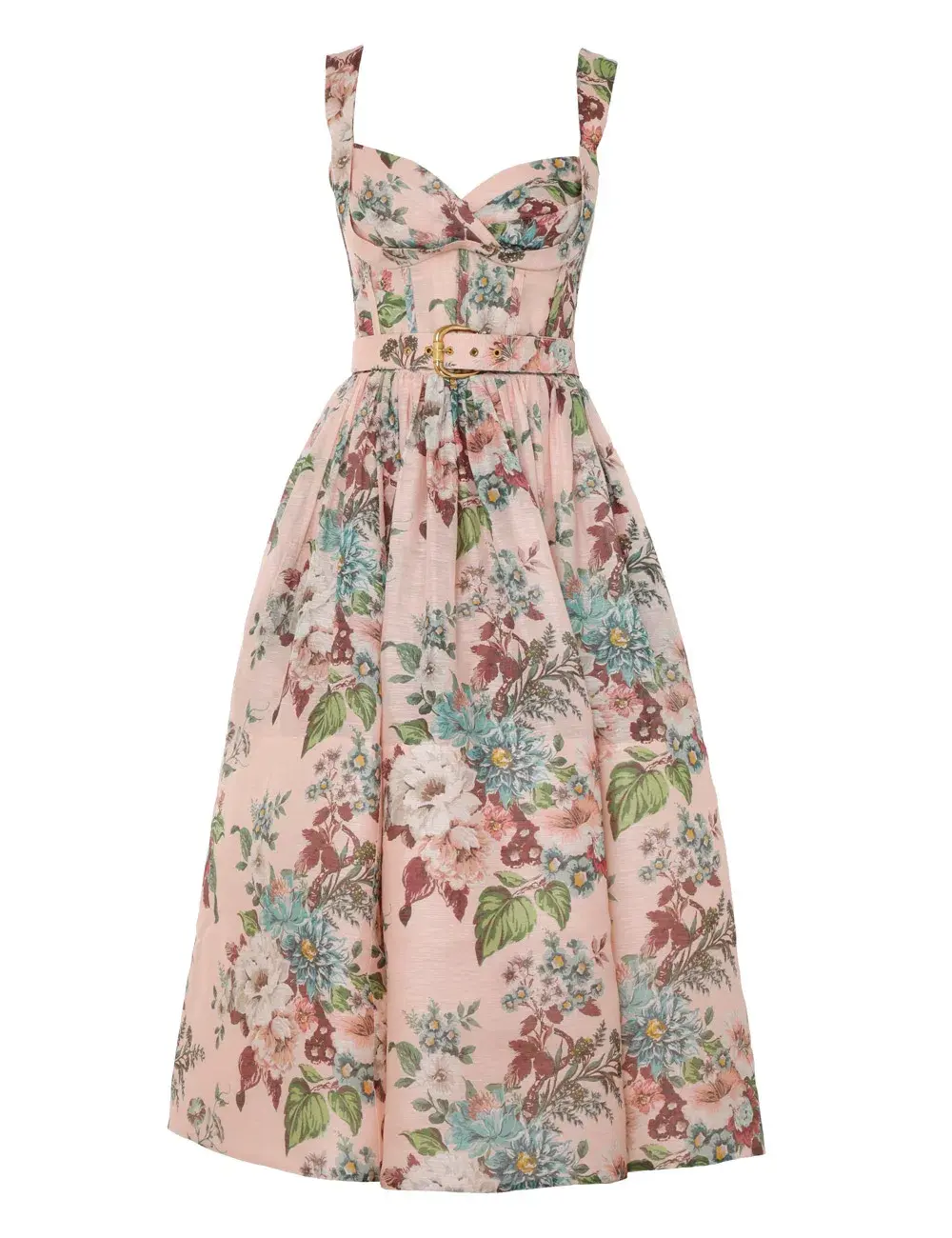 Zimmermann Matchmaker Midi Dress in Pink Barkcloth Print Size 0 /Au 8  - Image 3
