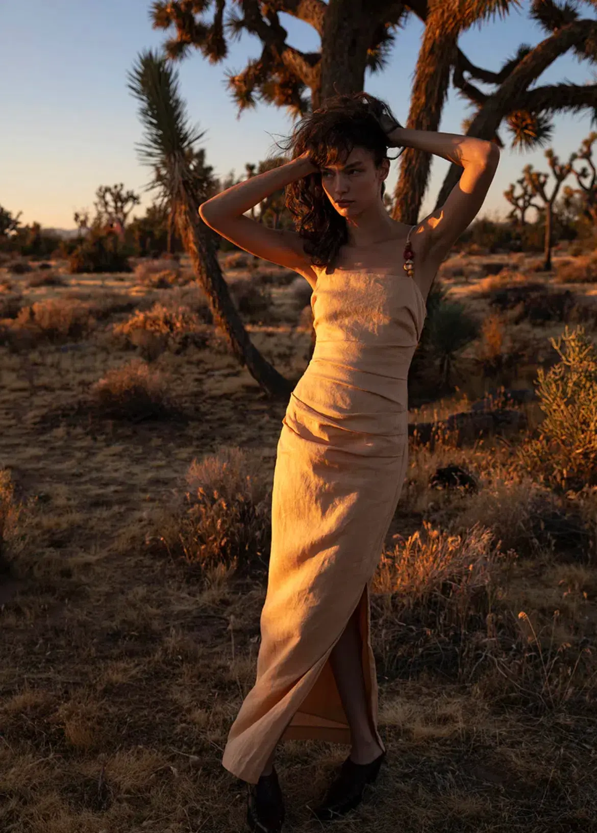 Sir The Label Antonia Beaded Midi Dress Light Tan Size 3 / AU 12 - Image 2