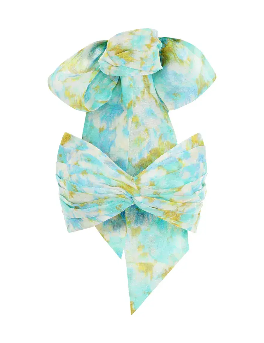 Zimmermann High Tide Twist Crop Bodice & Maxi Skirt Set in Aqua Ikat Floral Size 1 / AU 10 - Image 5