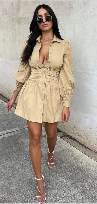 Sovere Studio Momento Shirt Mini Dress Dijon Size 6 - Image 2
