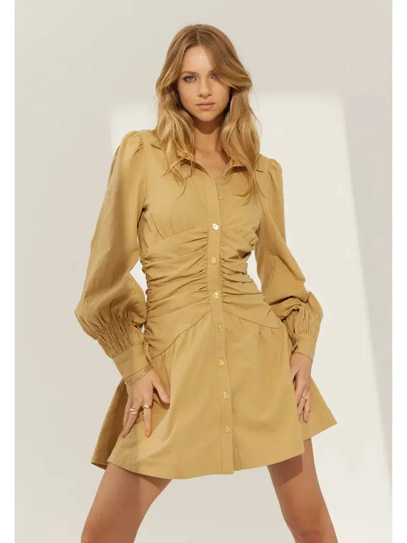 Sovere Studio Momento Shirt Mini Dress Dijon Size 6 - Image 1