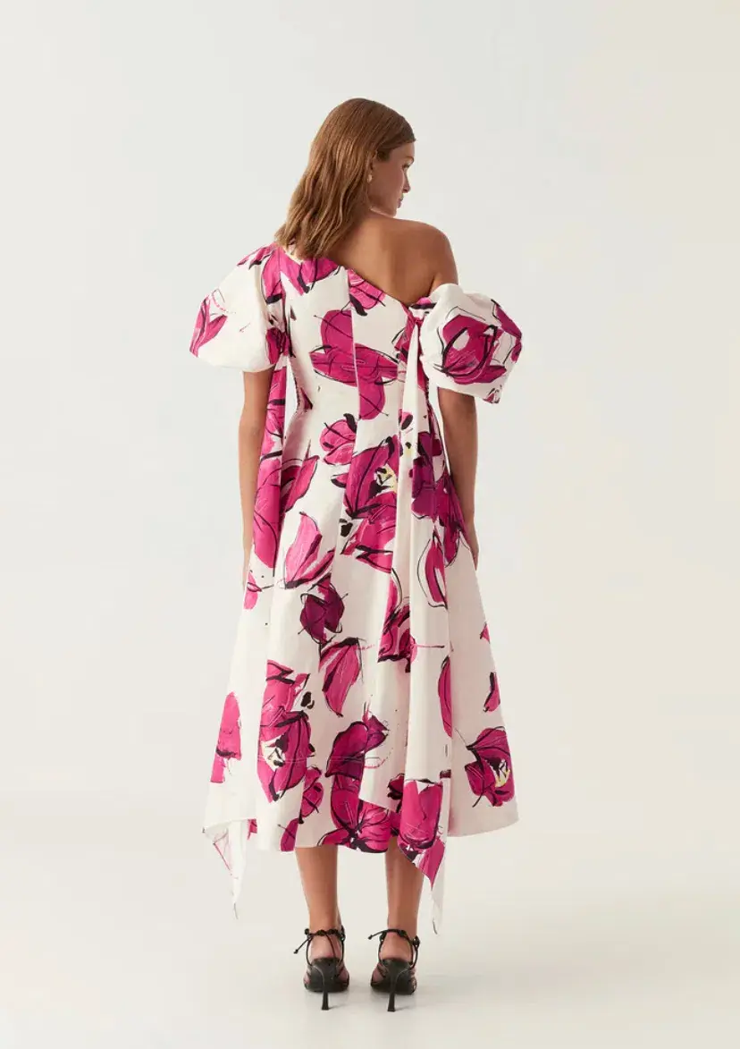 Aje Arista Tulip Sleeve Midi Dress Floral Size 6 - Image 3
