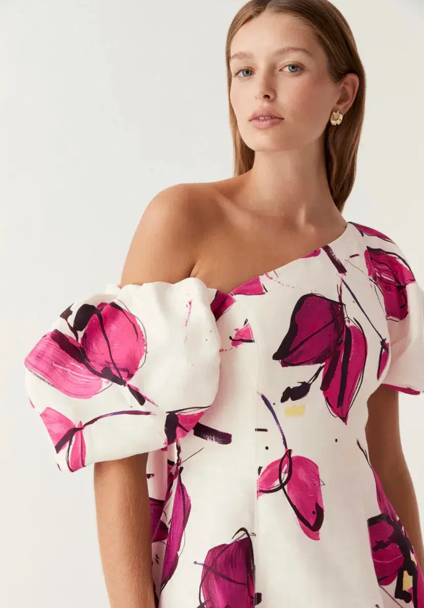 Aje Arista Tulip Sleeve Midi Dress Floral Size 6 - Image 4