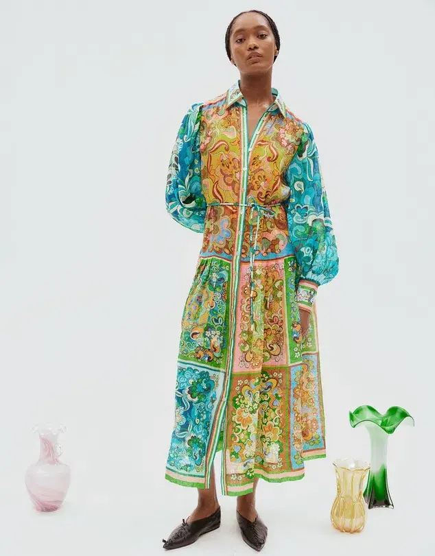 Alemais Dreamer Shirt Midi Dress Multi Size 16 - Image 1