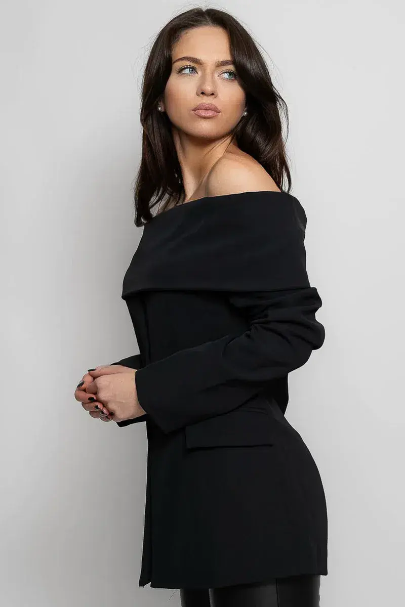 Sierra Darien Cut Out Shoulder Jacket and High Waist Loose Pants Set Black Size M / AU 10 - Image 2