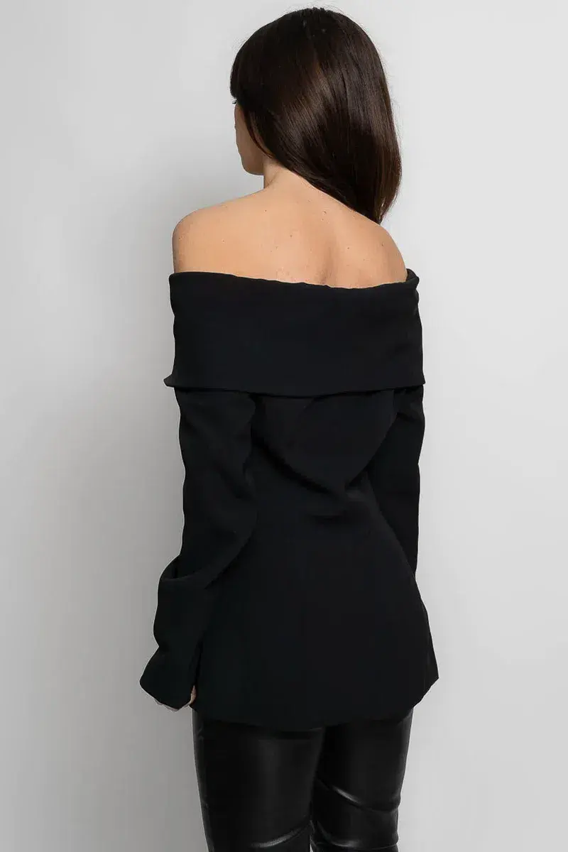 Sierra Darien Cut Out Shoulder Jacket and High Waist Loose Pants Set Black Size M / AU 10 - Image 3