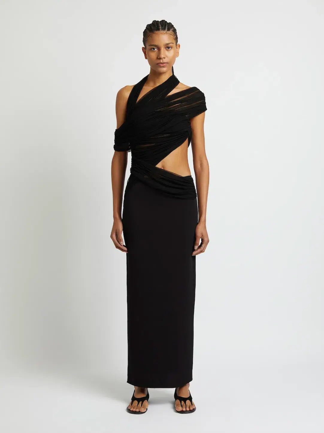 Christopher Esber Veiled Wrap Dress Black Size 8 - Image 4