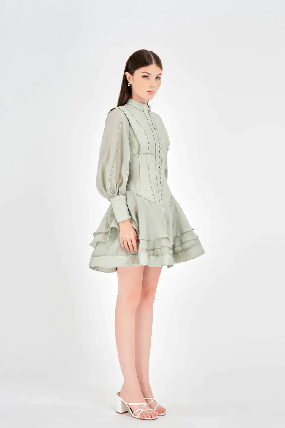 Justin Tong Xander Mini Dress Green Size 8 - Image 4
