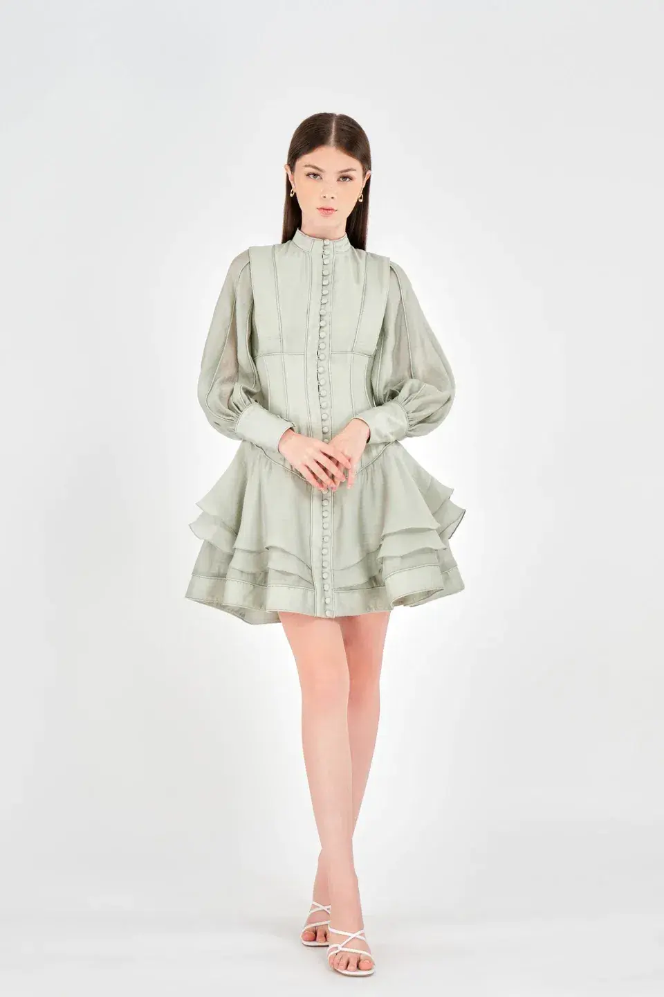 Justin Tong Xander Mini Dress Green Size 8 - Image 1