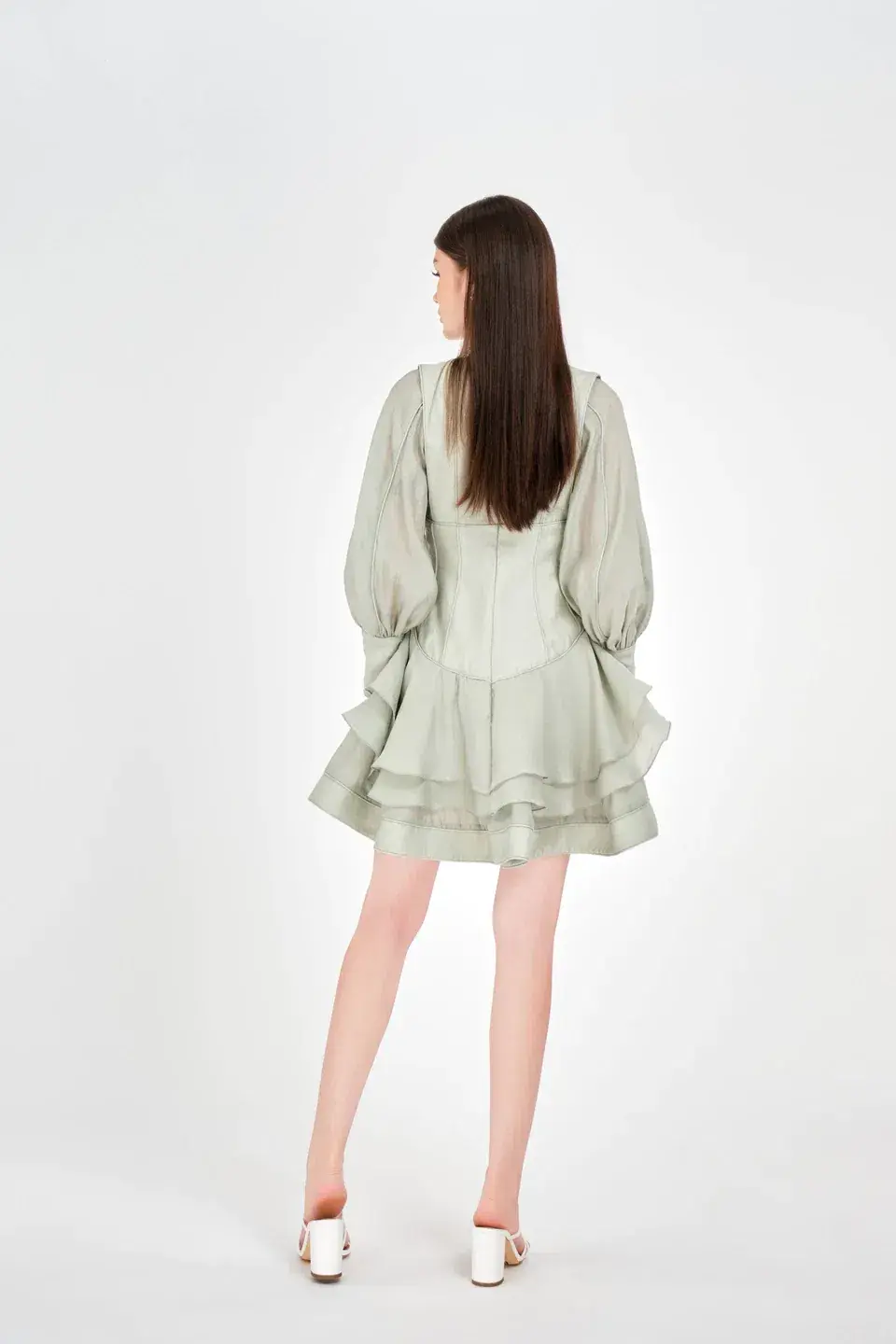Justin Tong Xander Mini Dress Green Size 8 - Image 3