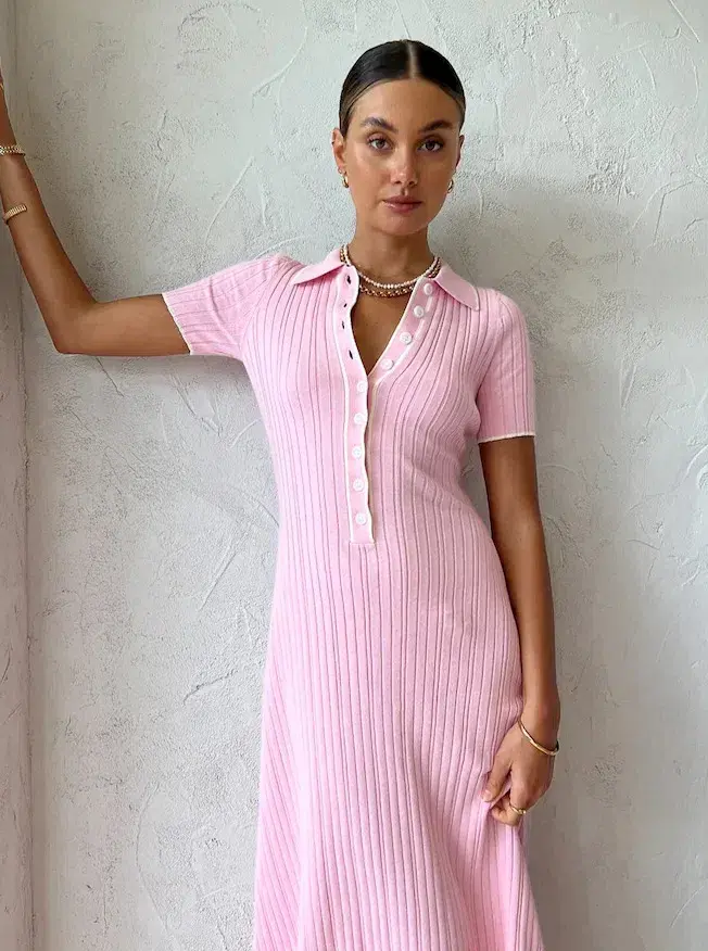 Anna Quan Penelope Midi Dress Marshmallow Pink Size 10 - Image 4