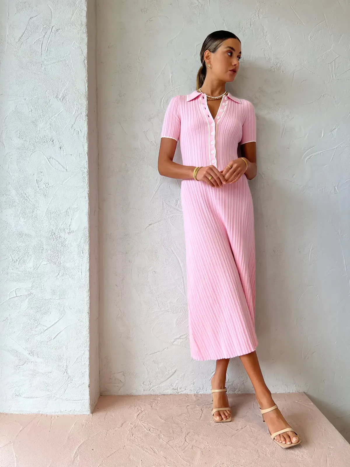 Anna Quan Penelope Midi Dress Marshmallow Pink Size 10 - Image 3