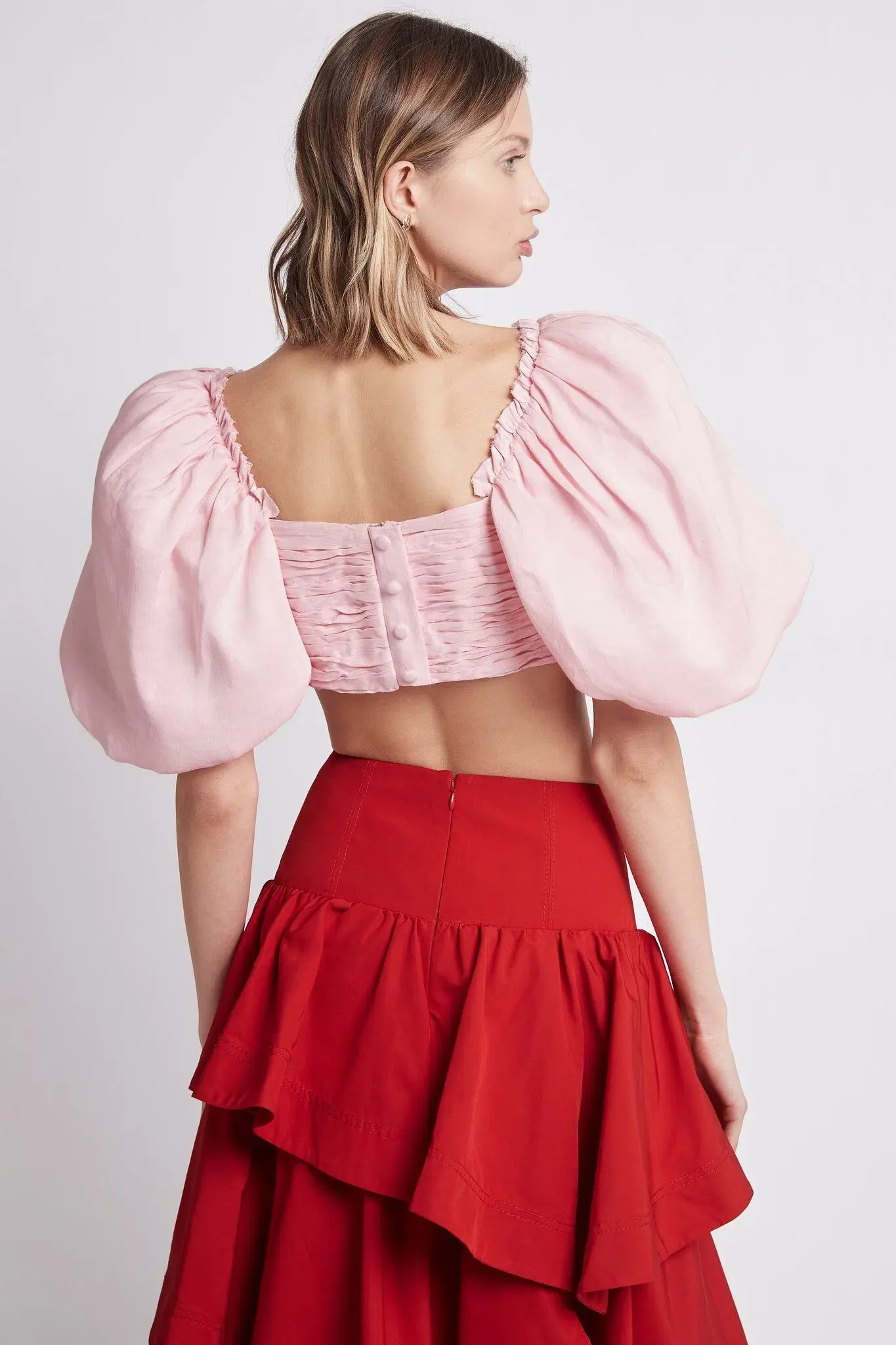 Aje Cosmos Tiered Frill Midi Skirt Red Size 8 - Image 2