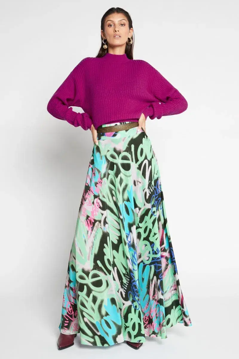 Sass and Bide Graffiti Speaks Maxi Skirt Multi Size 8 - Image 1