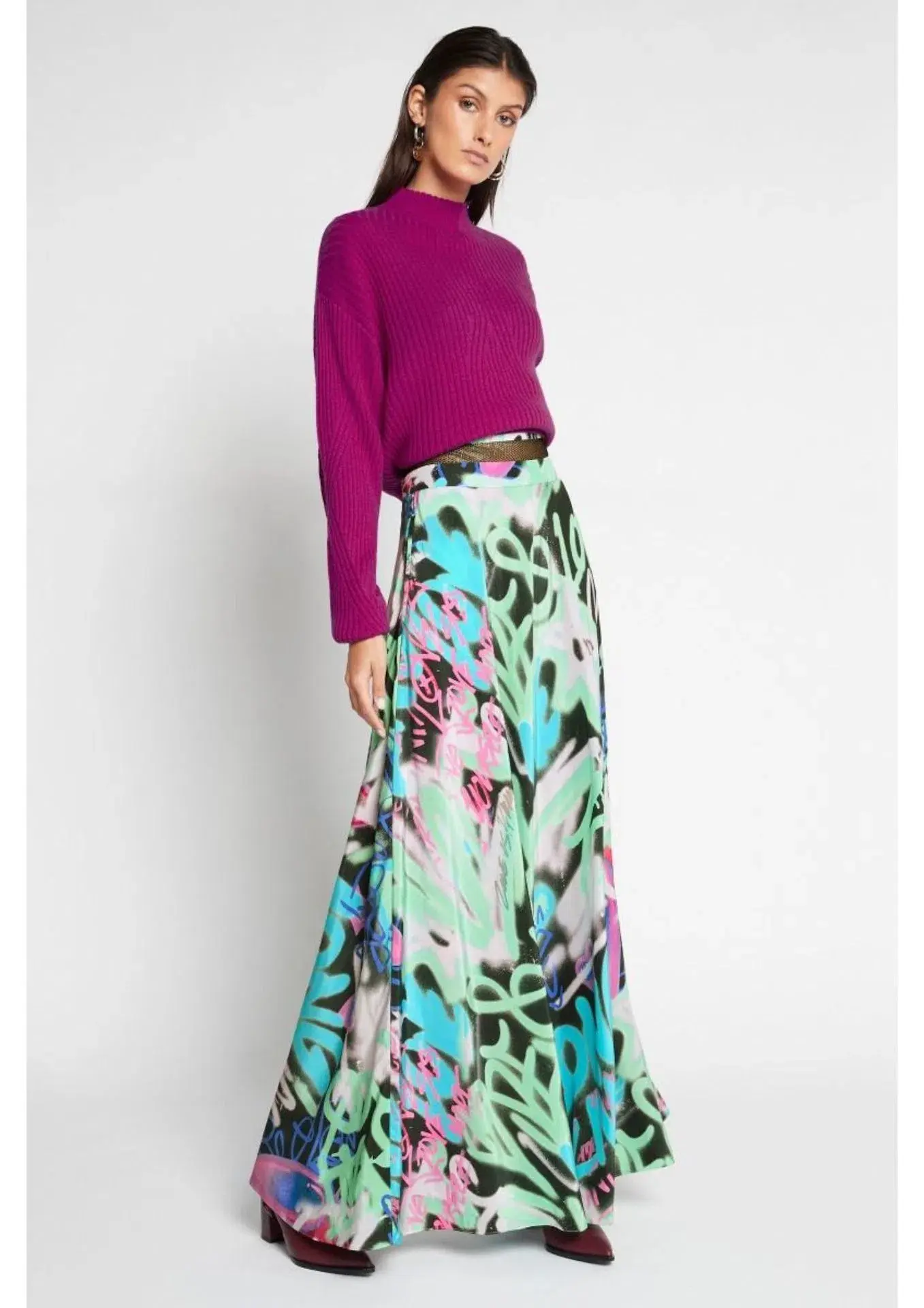 Sass and Bide Graffiti Speaks Maxi Skirt Multi Size 8 - Image 2
