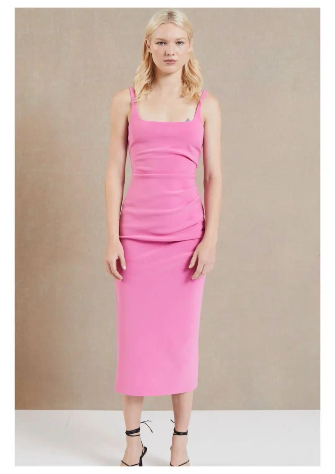 Bec & Bridge Karina Tuck Midi Dress Pink Size 8 for rent on The Volte - main image