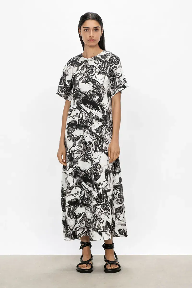 Veronika Maine Marble Midi Dress Print Size 16 - Image 1