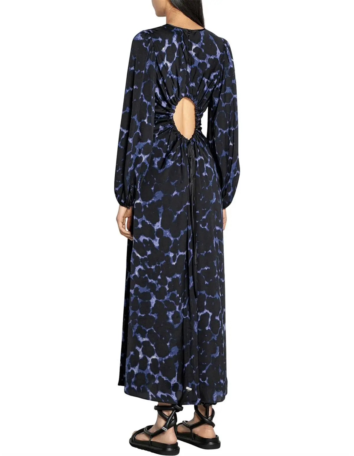 Veronica Maine Ink Blot Ankle Length Dress Black Print Size 16 - Image 2