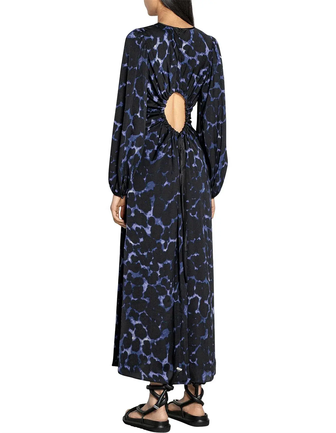 Veronica Maine Ink Blot Ankle Length Dress Black Print Size 16 - Image 2