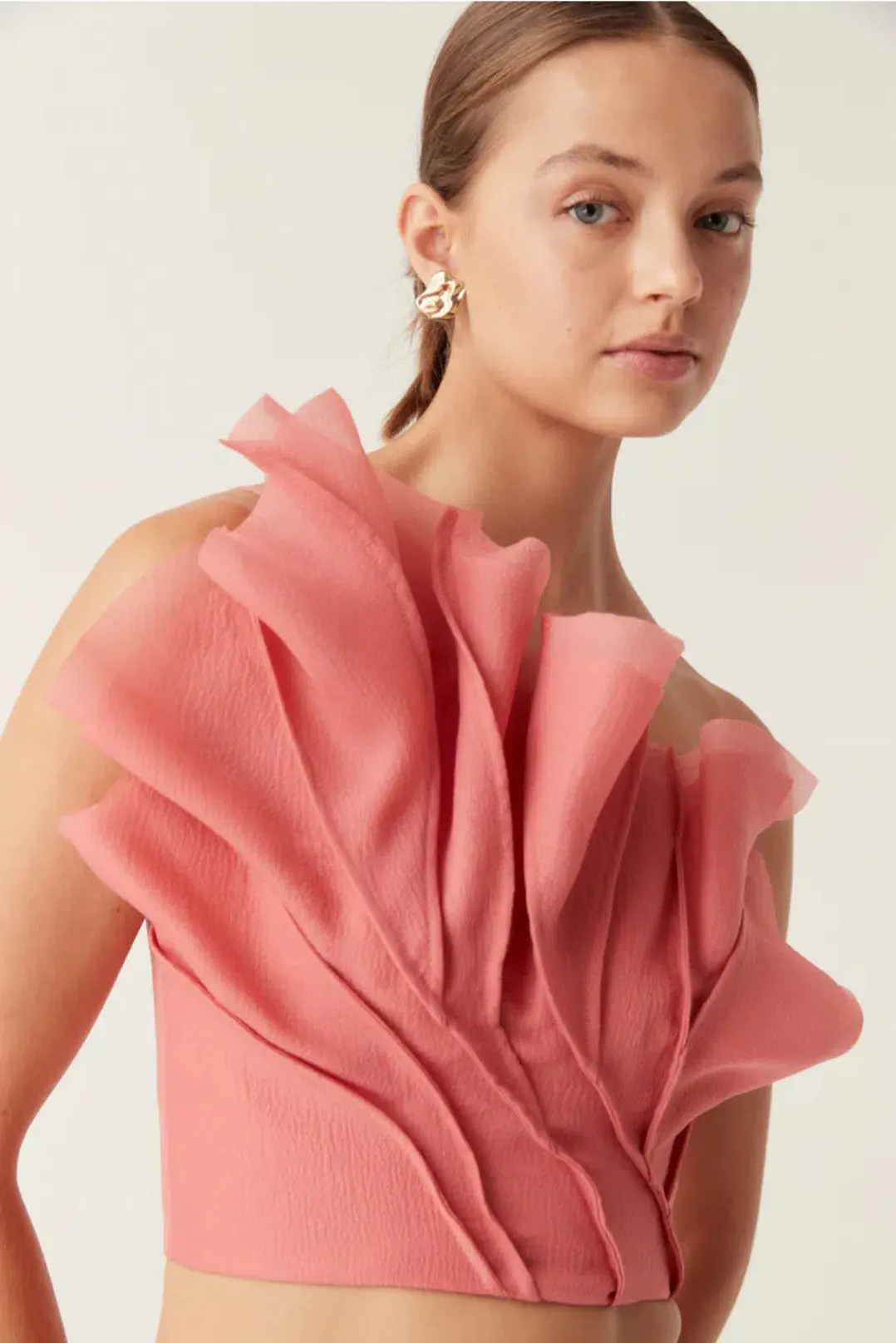Aje Flame Crop Top and Mary Column Maxi Skirt Set in Guava Pink Size 10 - Image 5