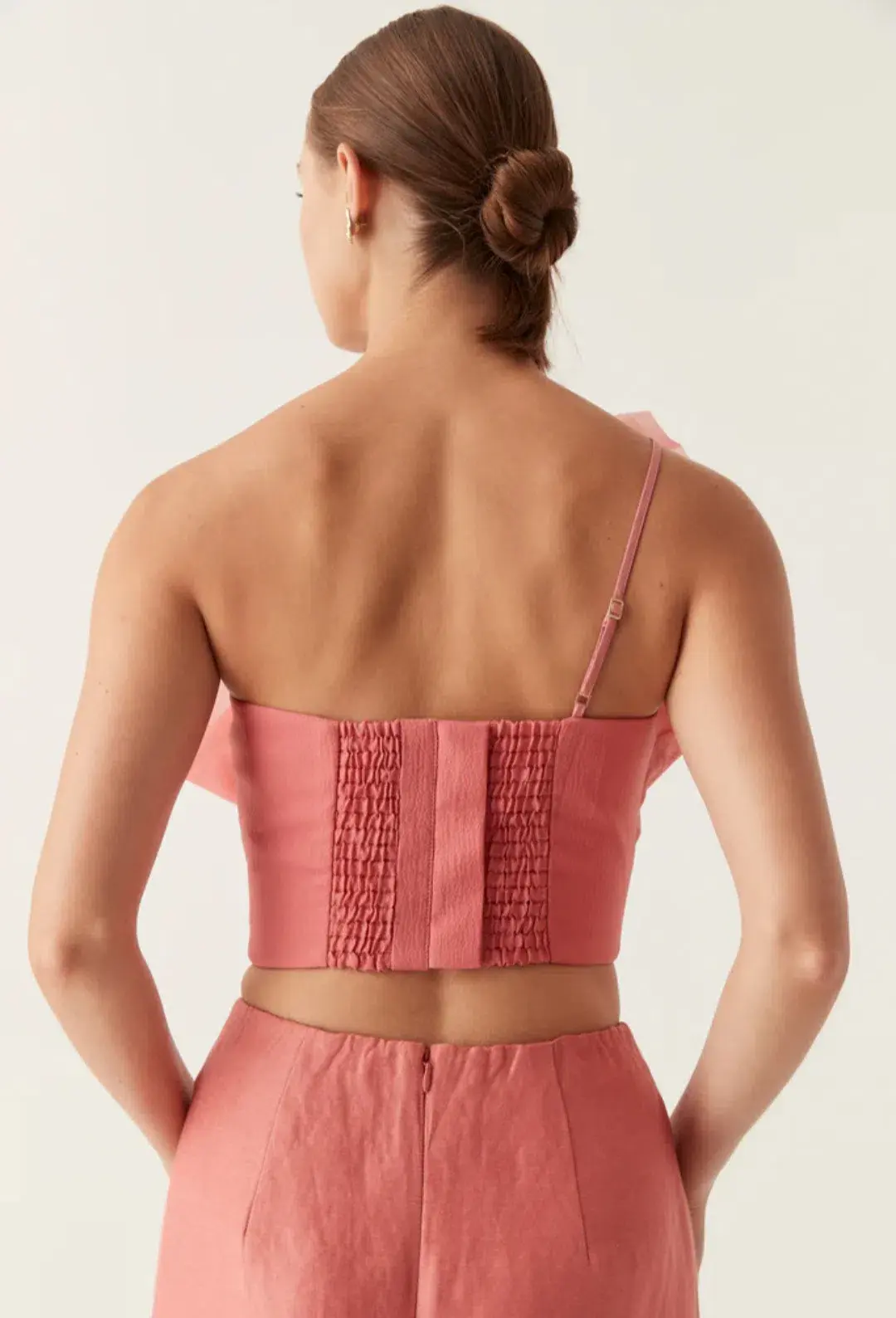 Aje Flame Crop Top and Mary Column Maxi Skirt Set in Guava Pink Size 10 for rent on The Volte - main image