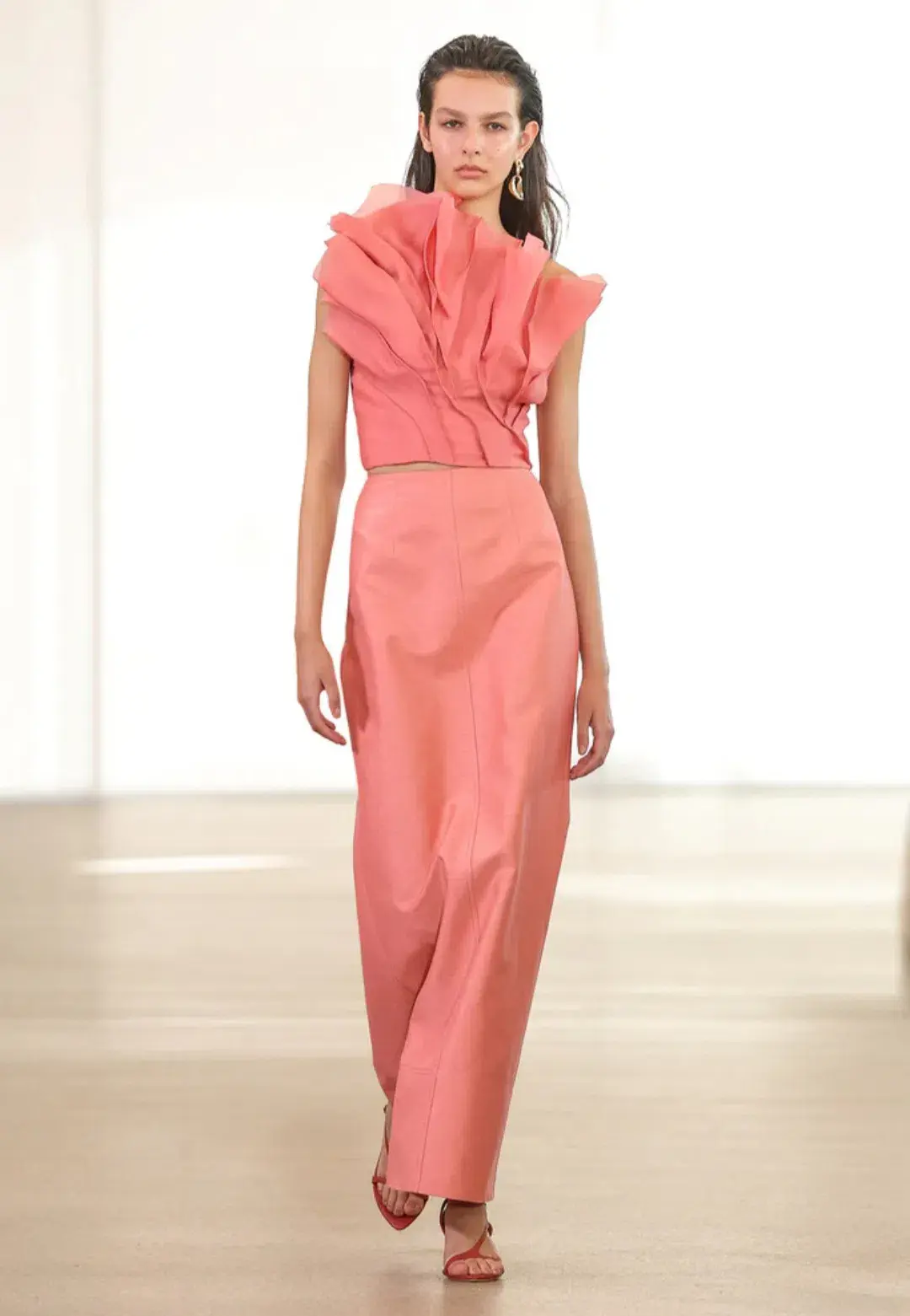 Aje Flame Crop Top and Mary Column Maxi Skirt Set in Guava Pink Size 10 - Image 1