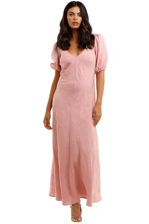 Jillian Boustred Linen Dress Pink Size 16 - Image 1