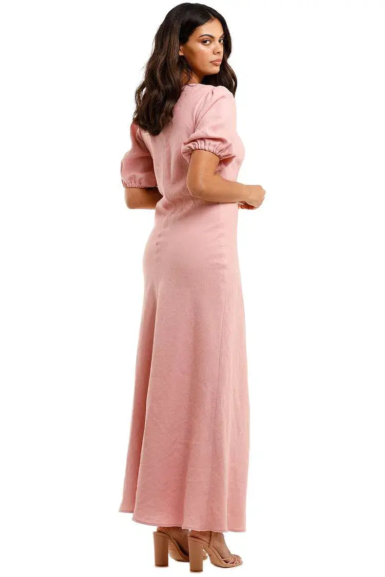 Jillian Boustred Linen Dress Pink Size 16 - Image 3