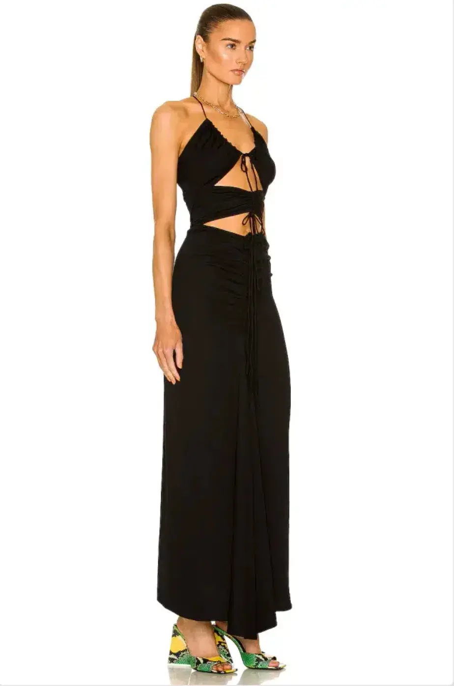 Christopher Esber Multi Panel Disconnect Ruched Halter Dress Black Size 10 for rent on The Volte - main image