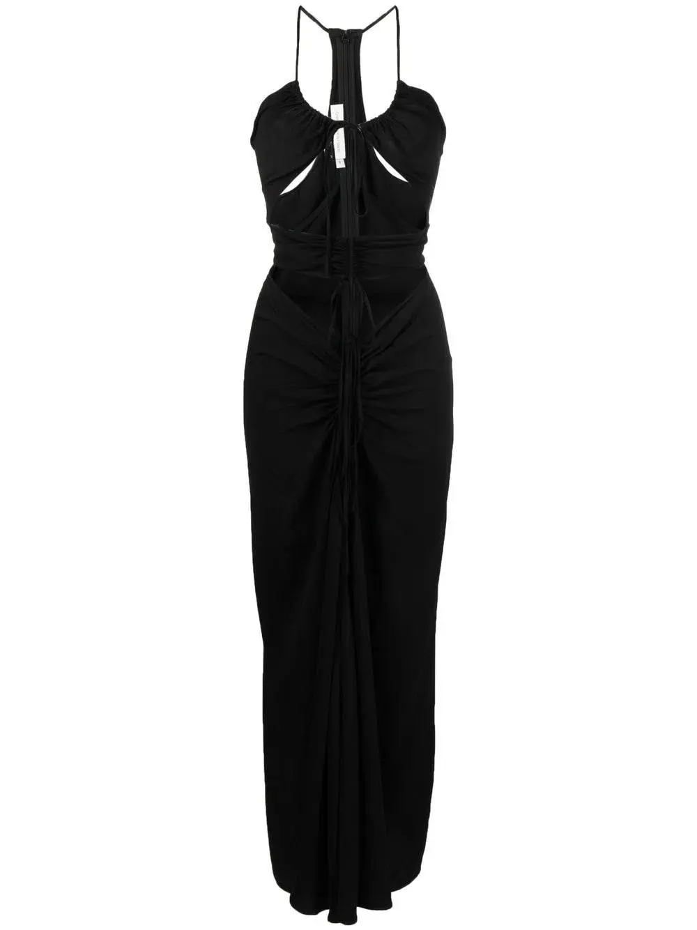 Christopher Esber Multi Panel Disconnect Ruched Halter Dress Black Size 10 for rent on The Volte - main image