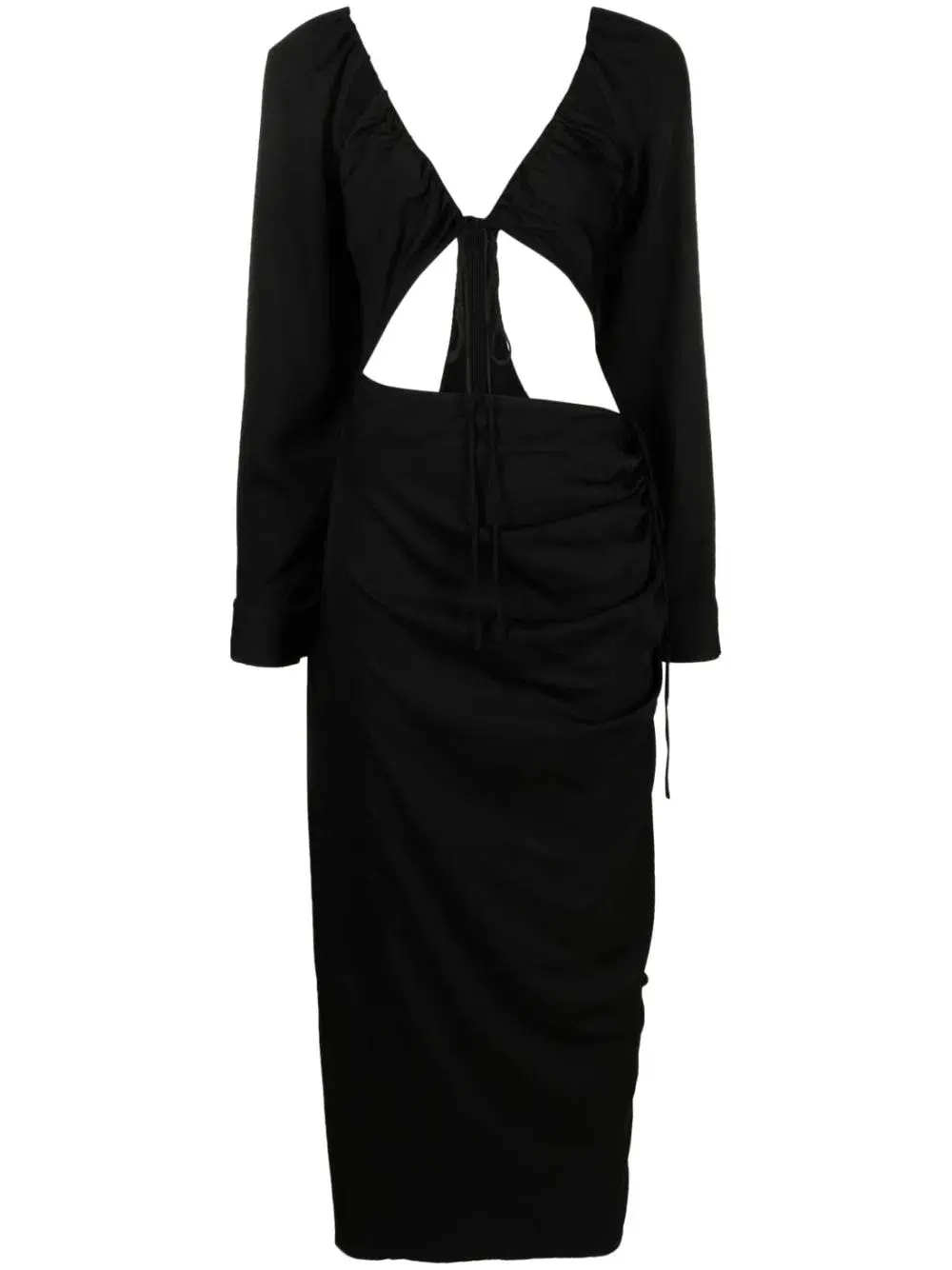 Christopher Esber Ruched Floating Sleeve Tie Dress Black Size 8 for rent on The Volte - main image