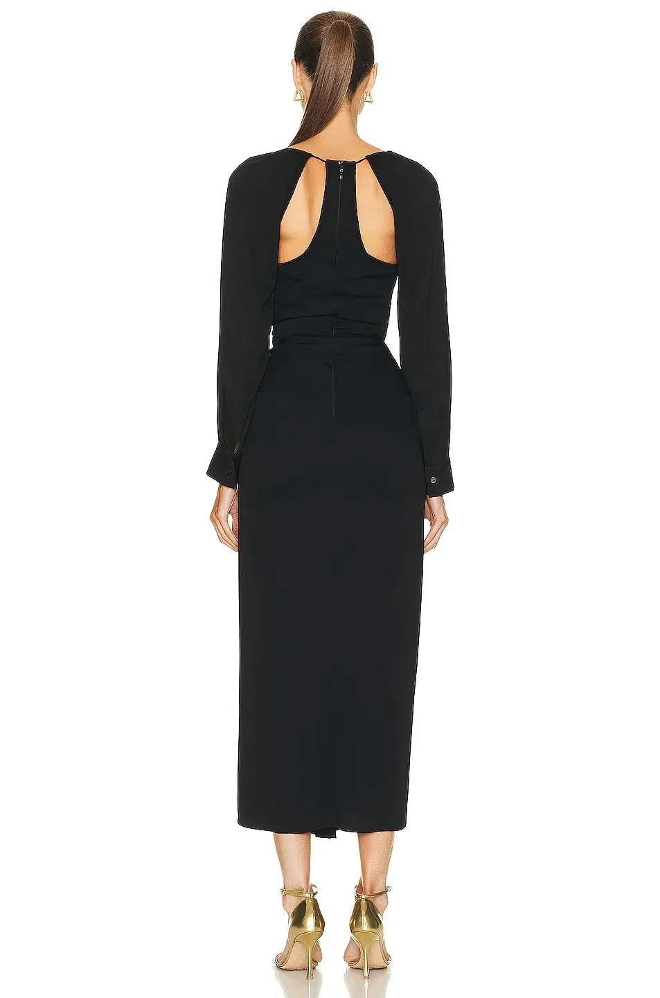 Christopher Esber Ruched Floating Sleeve Tie Dress Black Size 8 for rent on The Volte - main image